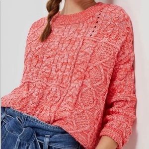 😍Anthropologie Pilcro Women's Jasmine Orange Cable Knit Sweater Size S😍